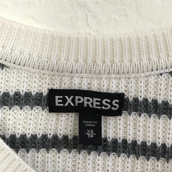 Express Striped Dolman Short Sleeve Sweater CUK - Picture 2 of 6